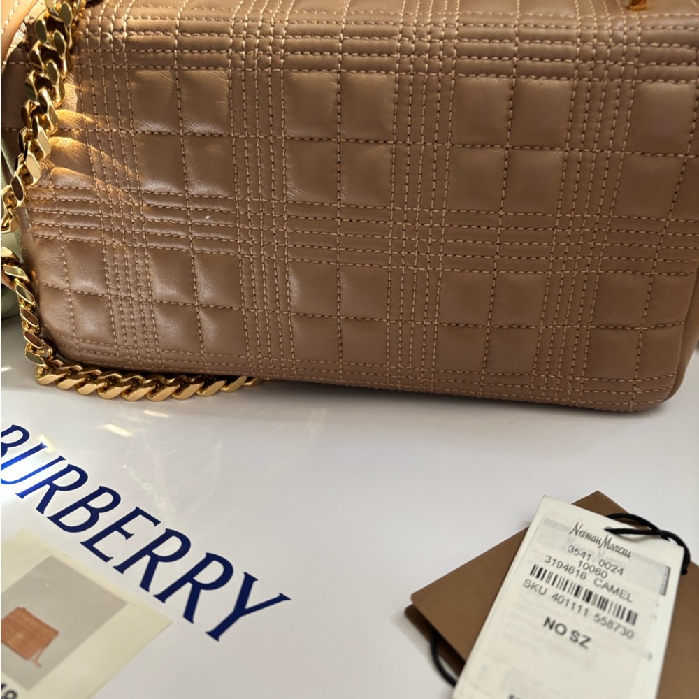 Burberry Lola Tan Quilted Shoulder Bag with Gold Chain - Picture 3 of 5